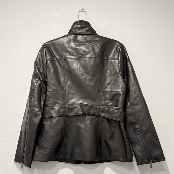 Kenneth Cole Women's Belted Faux Leather Jacket - Picture 6 of 14